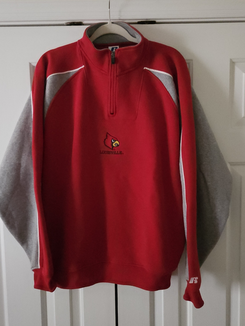 Russell Athletic Team Issue Louisville Cardinals 1/4 Zip Fleece Sweatshirt Men L